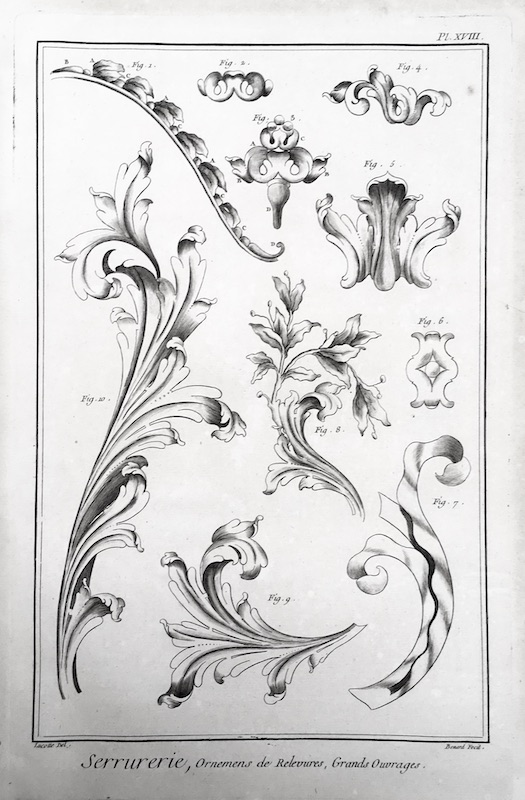 Forja - Serrurerie, Ornemens de Relevures, Grands Ouvrages / Decoracion, Ornamentos - Pl. XVIII